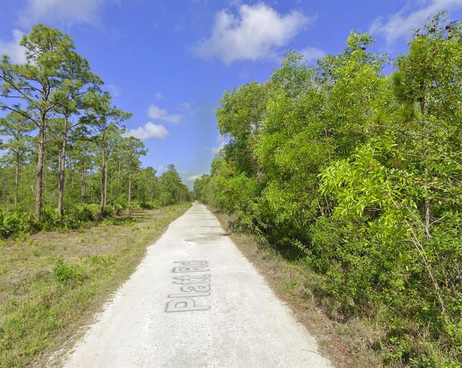 The view looking west along Platt Rd