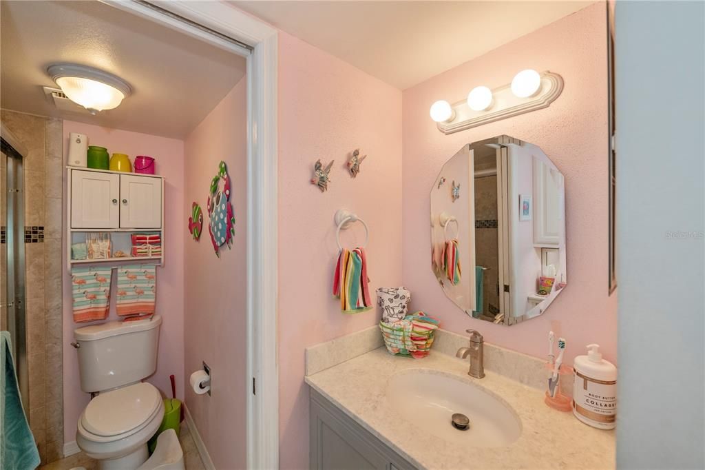 master bath is freshly painted gray