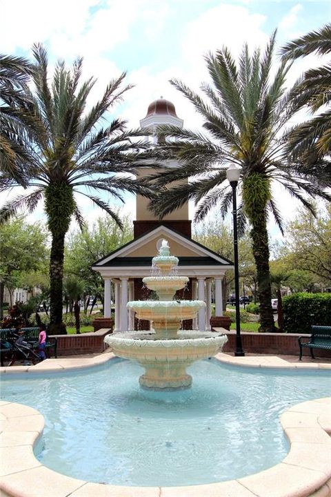 Main Fountain at West Park Village Park-8 mins from this home.
