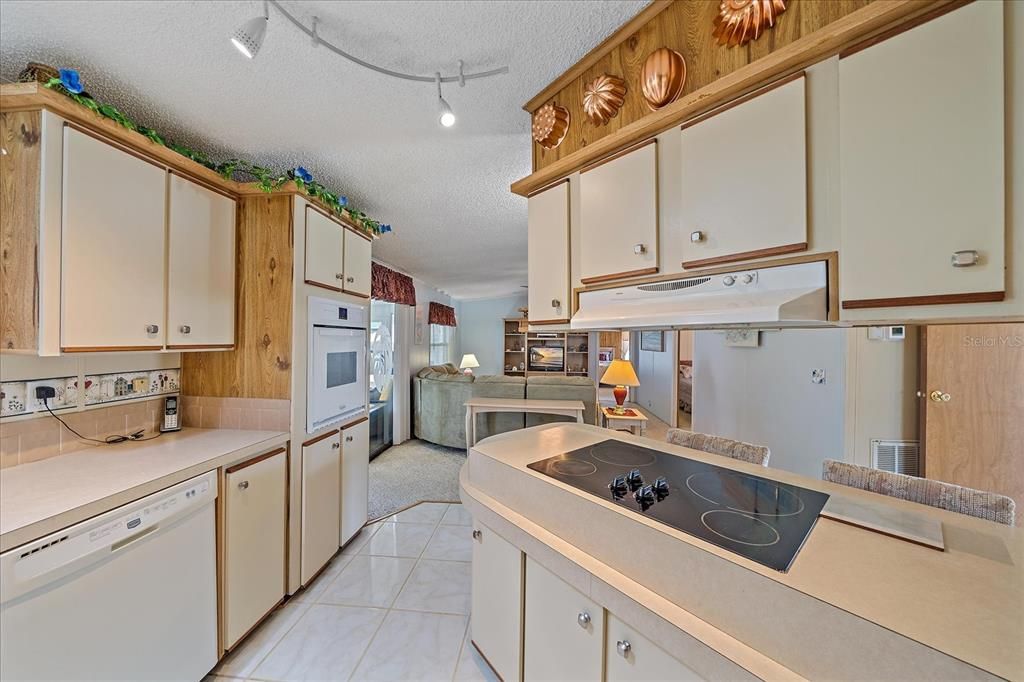 Kitchen flows well and is open to the family room