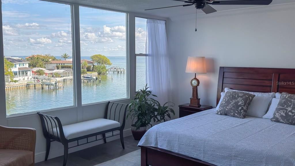 water view of Tampa bay from the primary bedroom