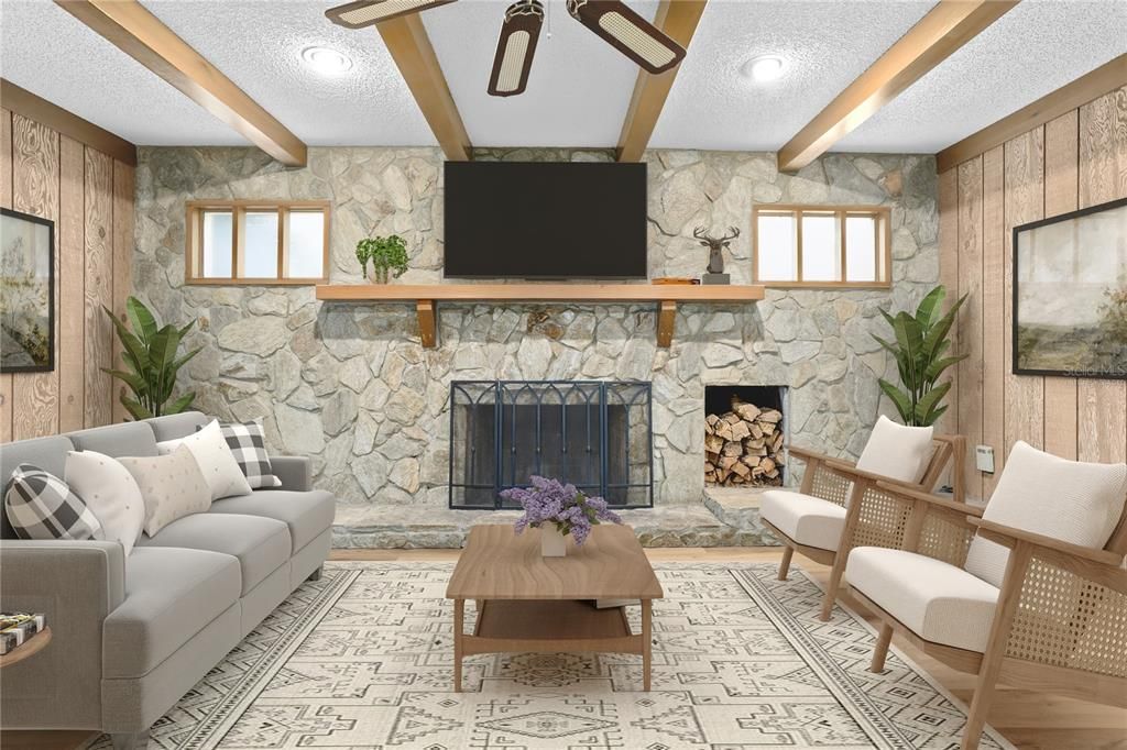 Virtually Staged family room