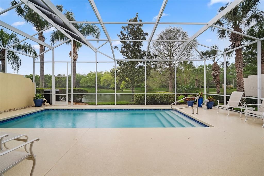 private pool on waterfront lot