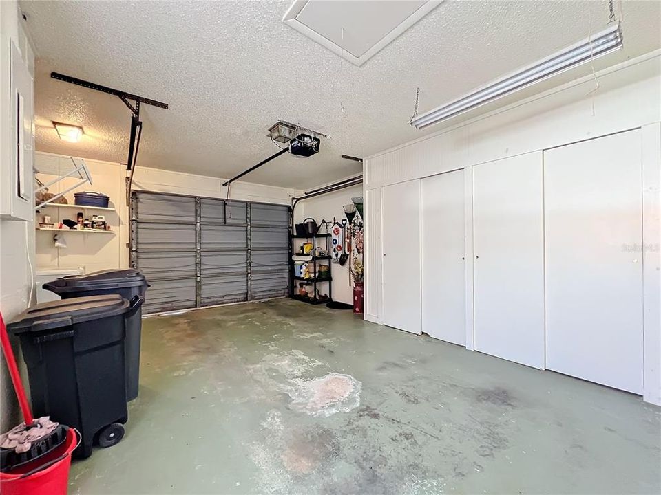 There is plenty of storage space in the garage with all the build-in closets