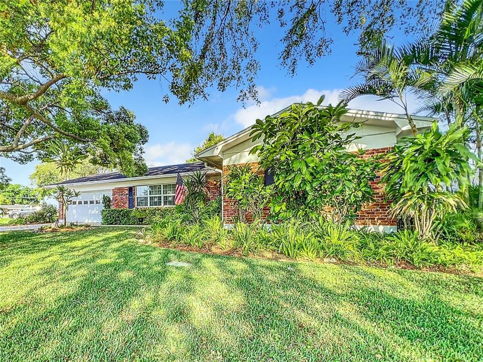 Beautifully manicured front yard