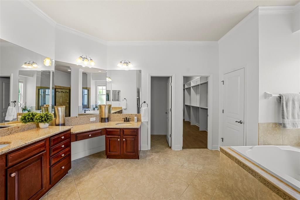 Master Bath is huge! Spacious counters, double sinks, shower stall and large soaking tub.