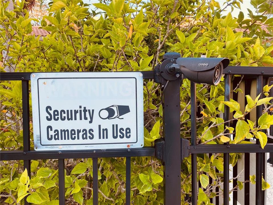 Community security cameras at pool, front gate, and trash