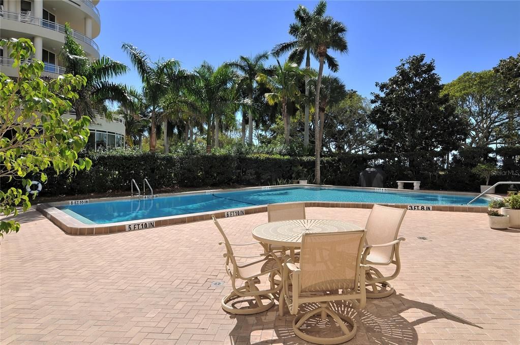 A private pool deck invites residents to relax and unwind in style.