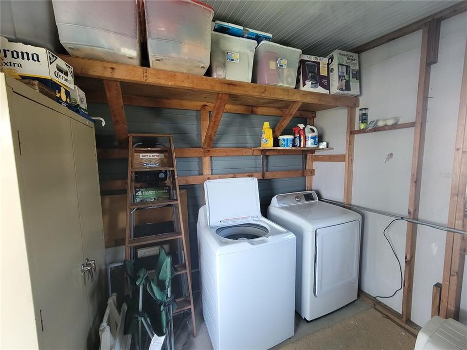 Laundry is in shed