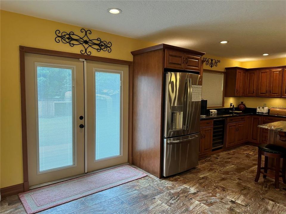 Kitchen French doors to Patio