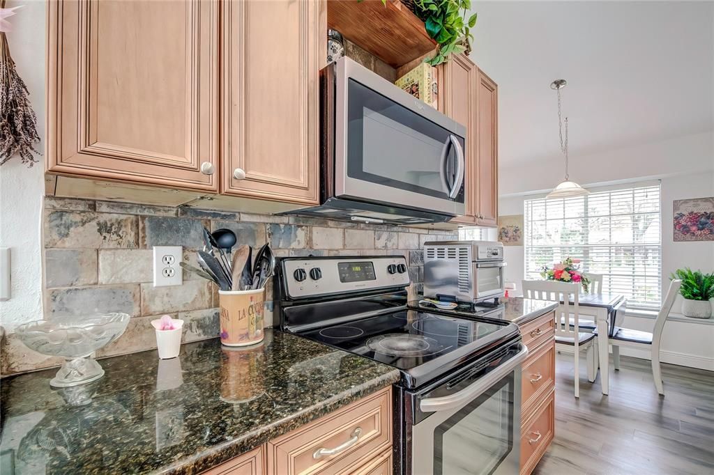 Beautiful view of the kitchen and lovely granite
