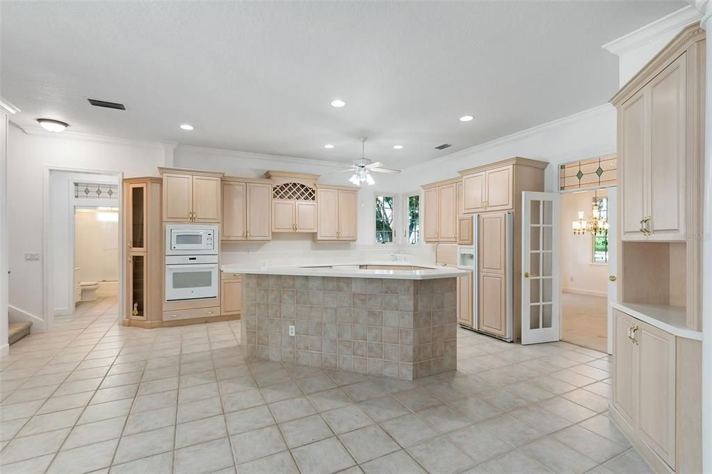 Kitchen with entry to beds 1&2 and stairs to loft/bedroom 6