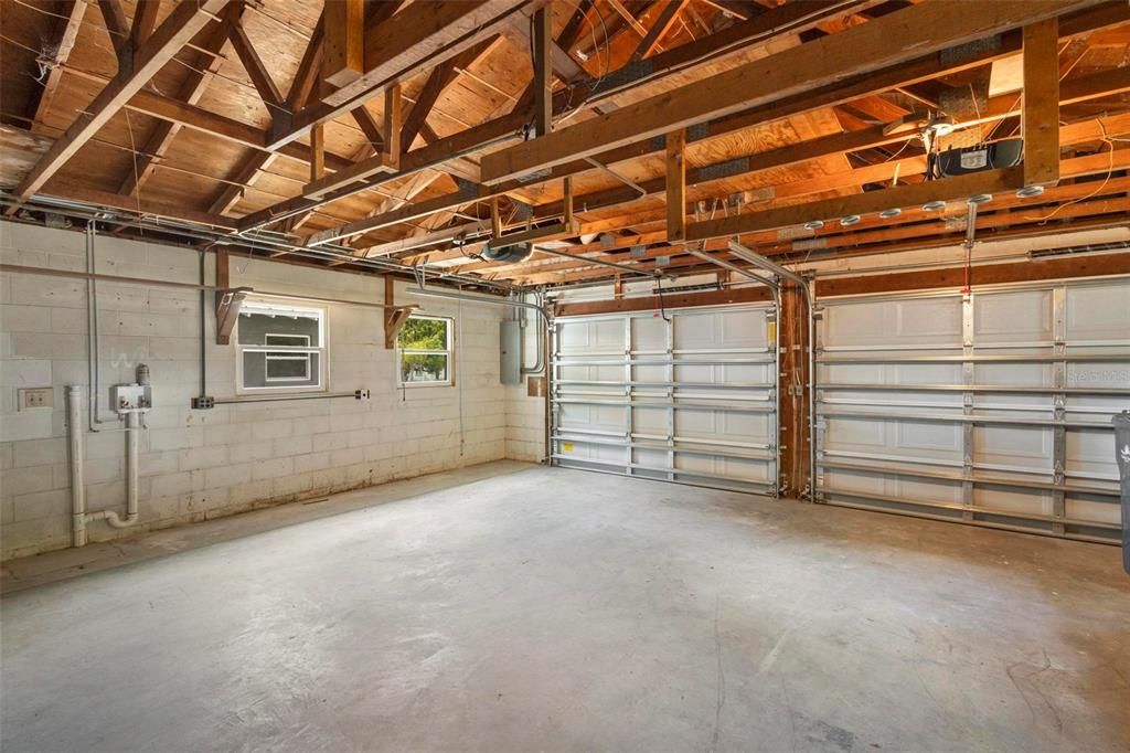 huge garage with room for overhead storage