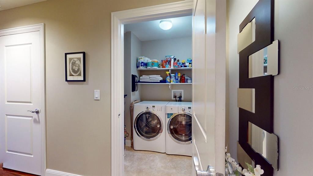This laundry area is a coveted feature in downtown living.