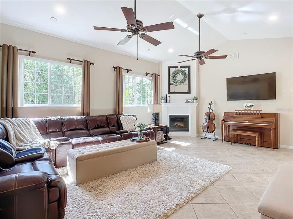 Family room view from kitchen