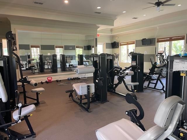 Clubhouse fitness room offers all the equipment so save money on membership fees.