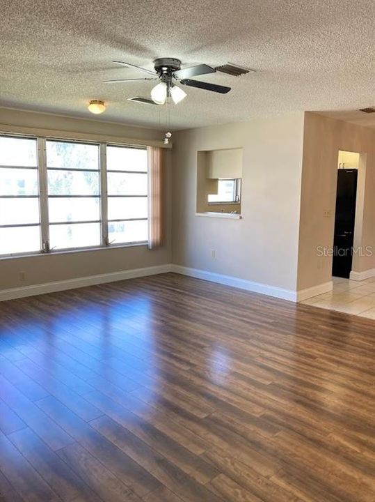 Living room and dining room