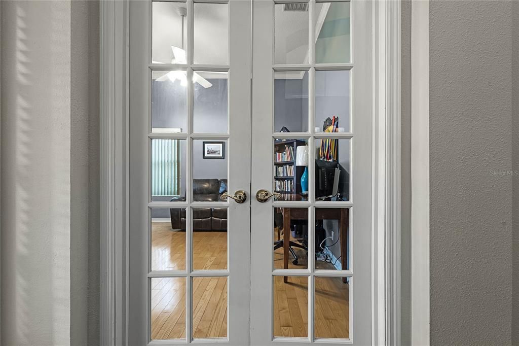 French Doors lead into the office/flex space