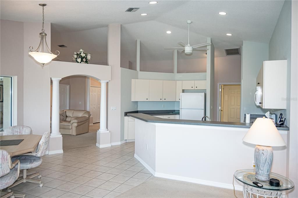 The spacious kitchen is open to the family room and the dinette