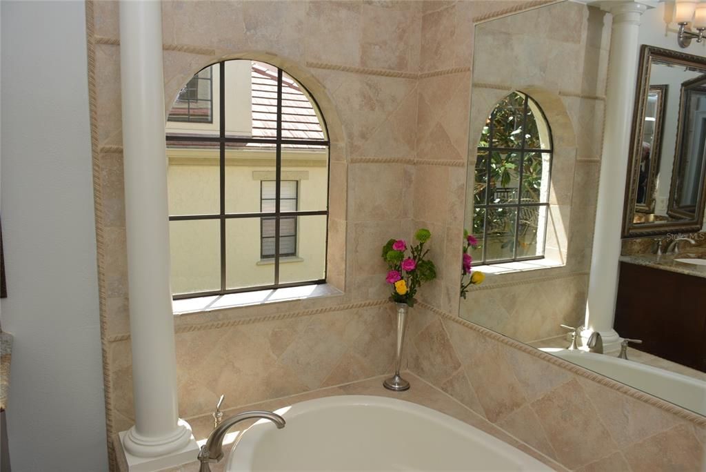 Palladian window in primary bath