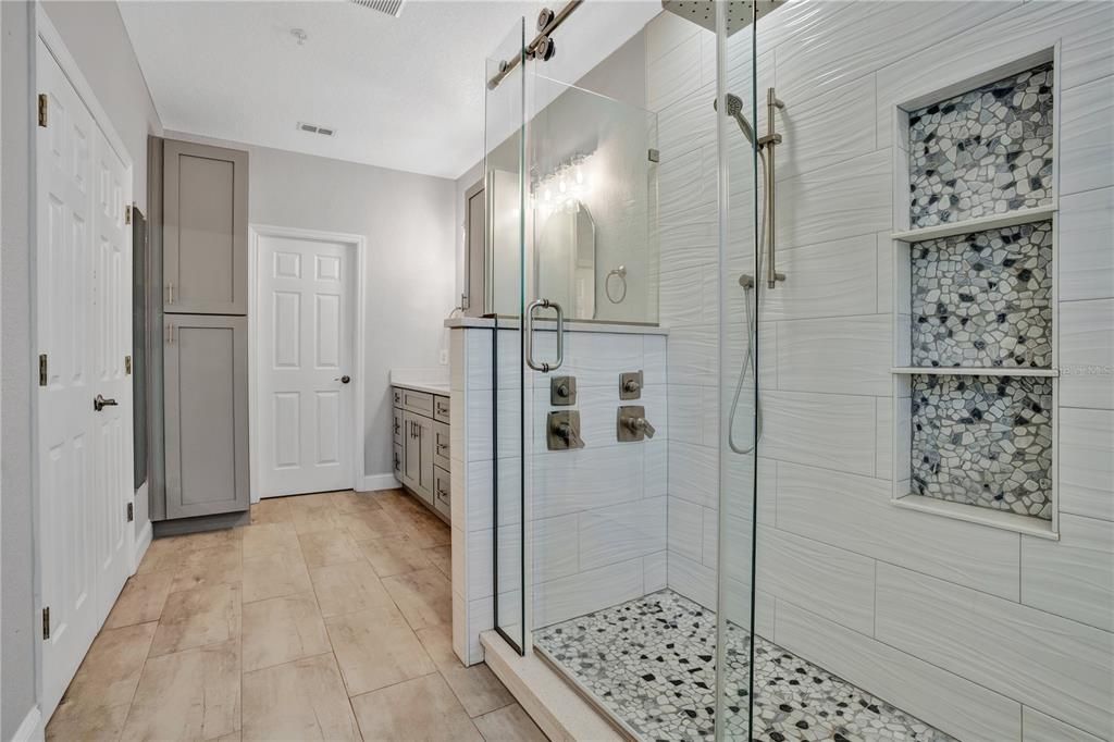 Renovated Primary Bathroom With Stand Up Shower