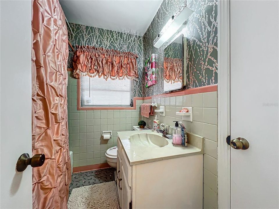 retro bathrooms with original floor and wall tiles