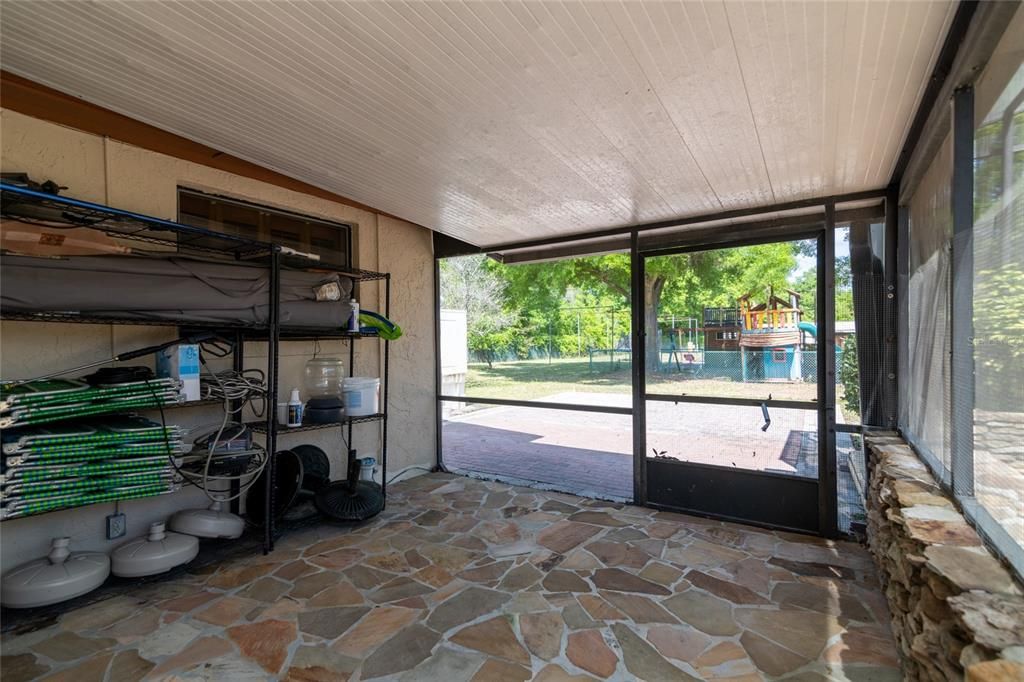 screened private area for bedroom next to pool