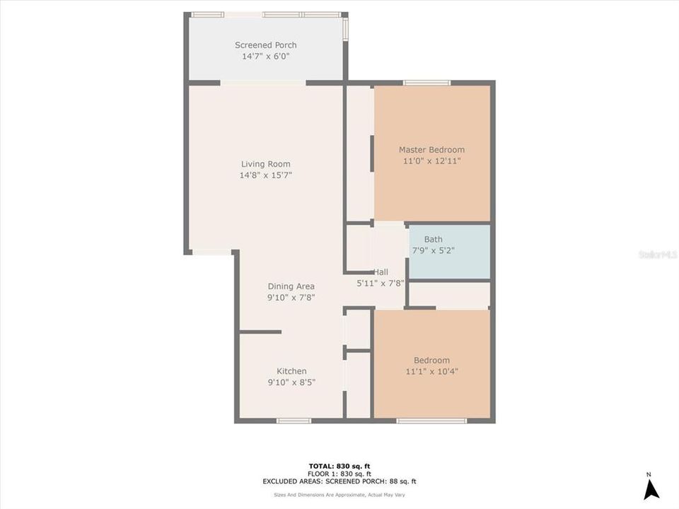 For Sale: $145,000 (2 beds, 1 baths, 912 Square Feet)