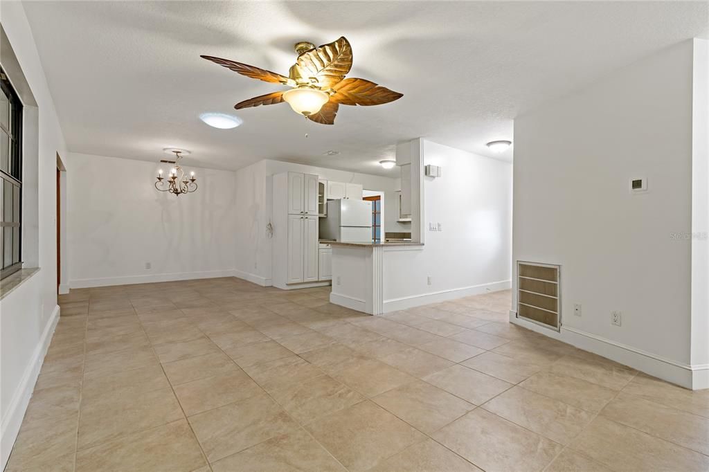 Living room to dining room open to Kitchen