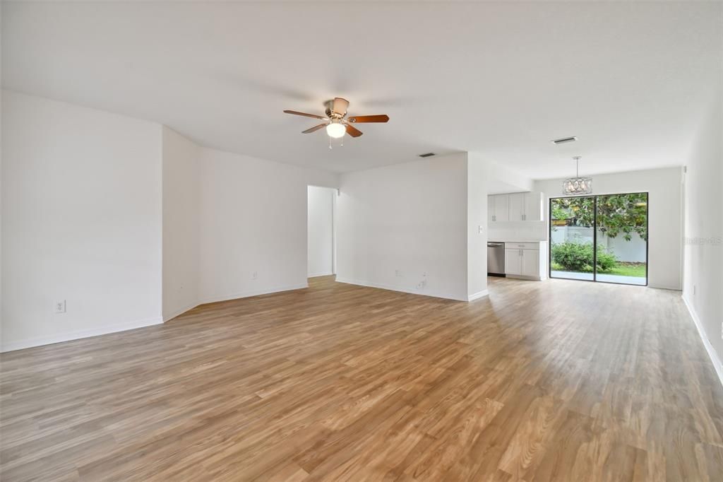 Open concept living /dining space