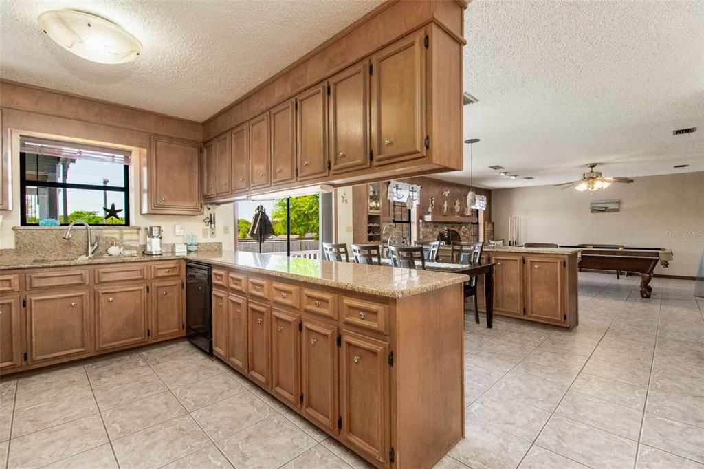 Solid wood cabinets and granite countertops