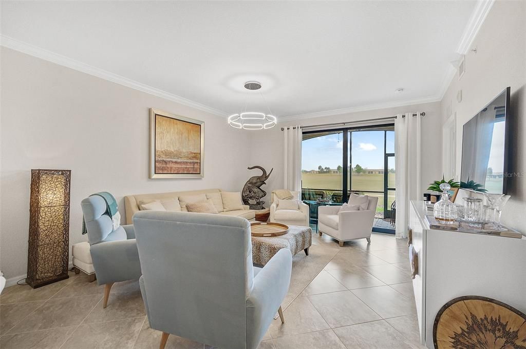 Living Room with Gorgeous Golf Course view.