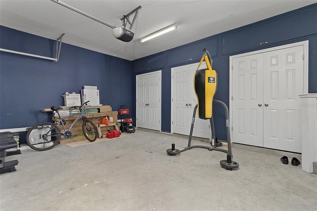 Garage being used as a gym