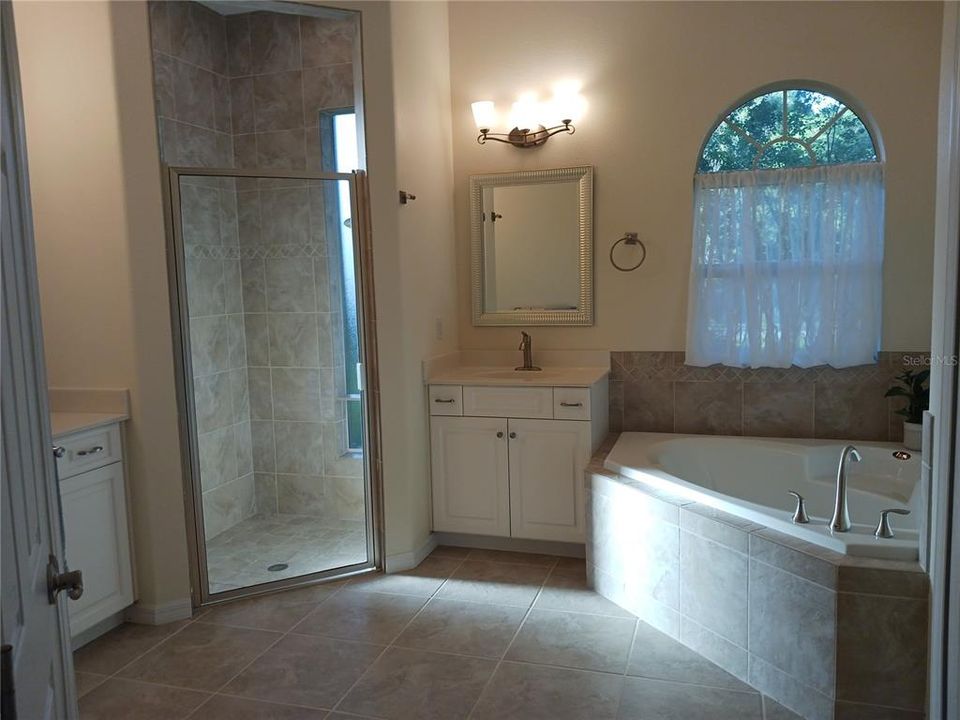 Primary bath with soaking tub, shower and water closet 6614 Sinisi Dr Mt Dora FL Chesterhill Estates