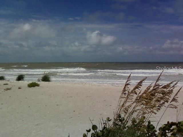 Sandy beach just steps away
