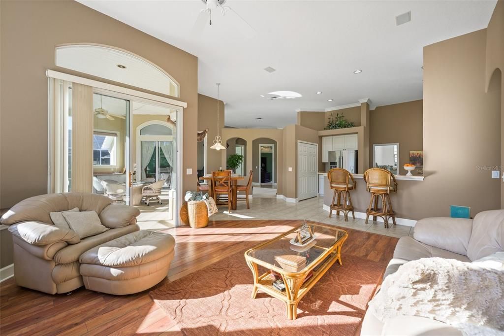 Open Family Room with ANOTHER set of sliding glass doors leading to Lanai