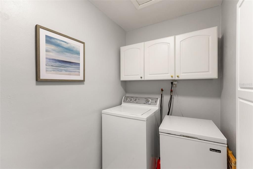 Laundry room has both washer and dryer