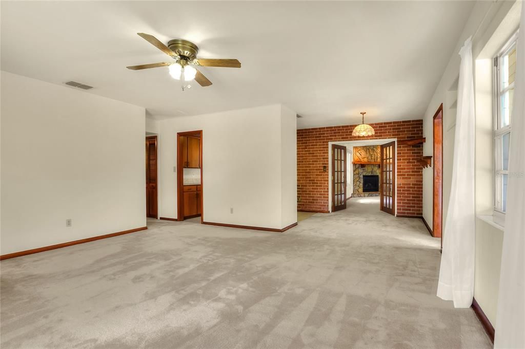 Living room open to dining area and back great room