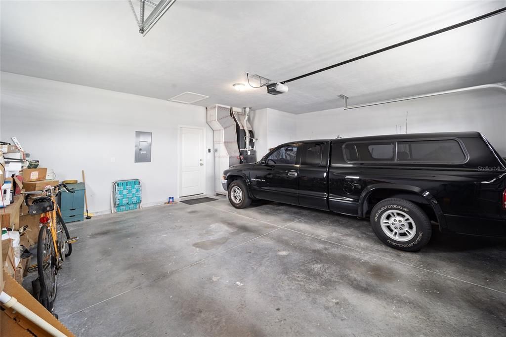 Oversized 2 car garage which fits a full-size truck