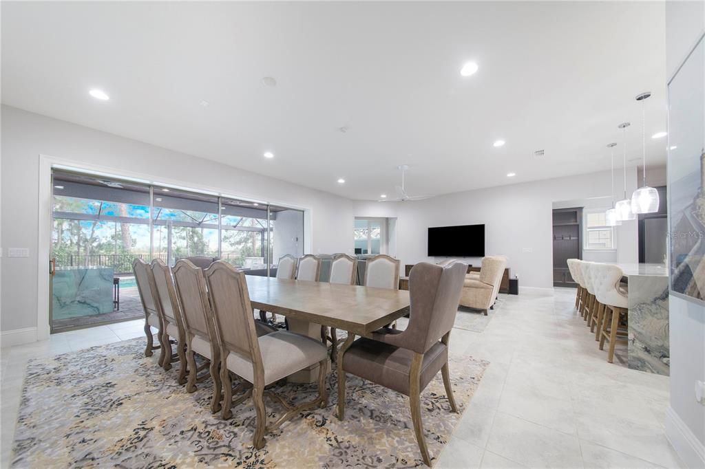 Dining Area with view towards Living Room and Kitchen