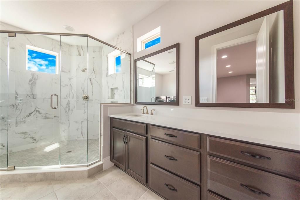 Upstairs Spare bathroom offers Huge step in Shower