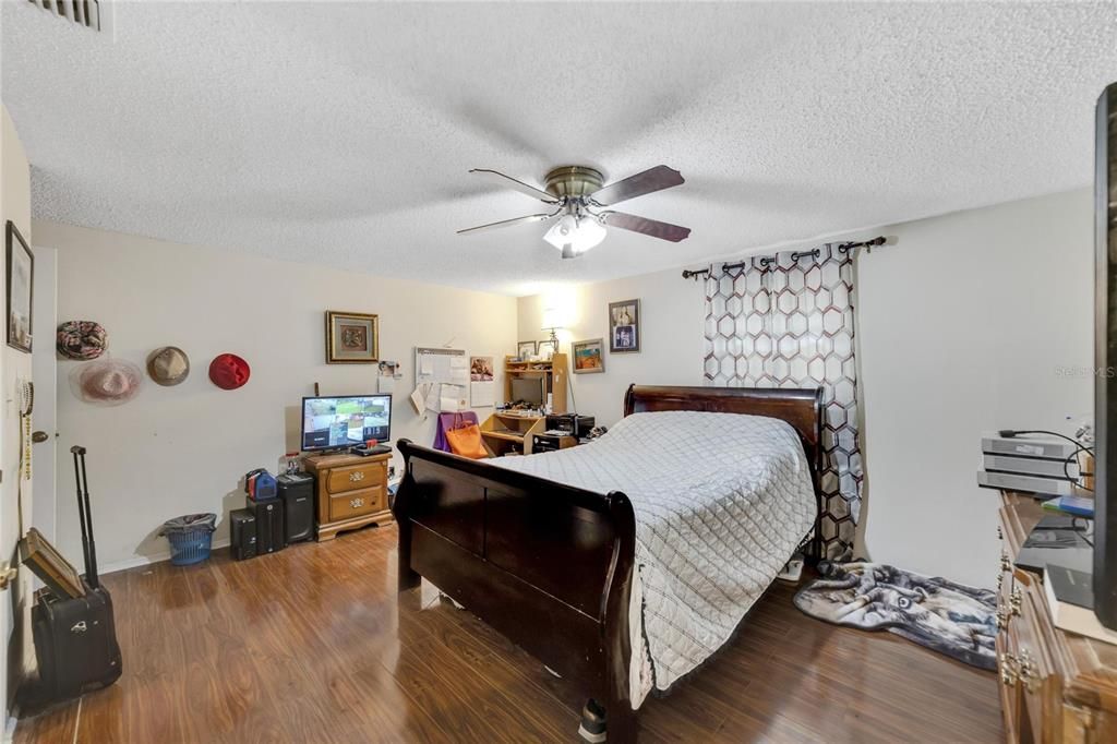 Master bedroom with kingsize bed.