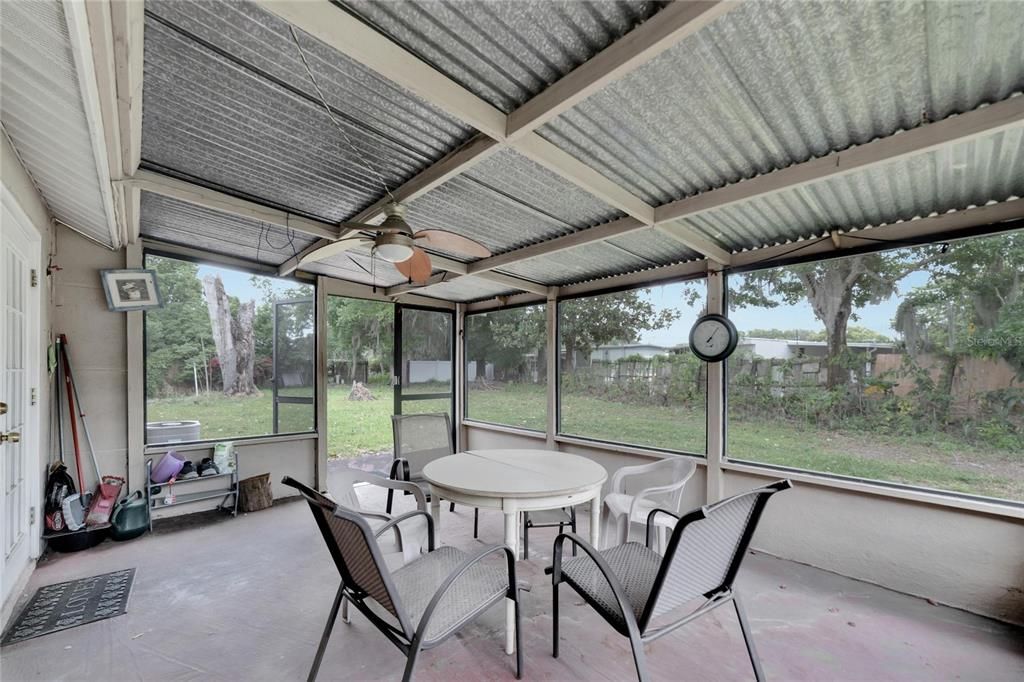 Back patio with backyard view.