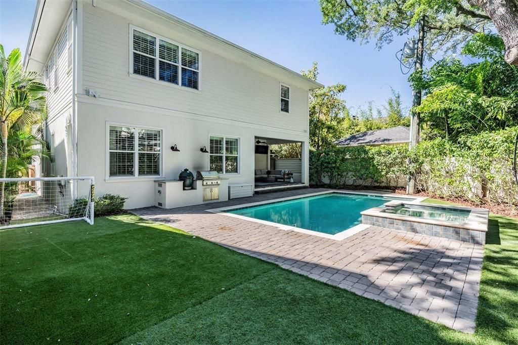 Backyard with full astro turf