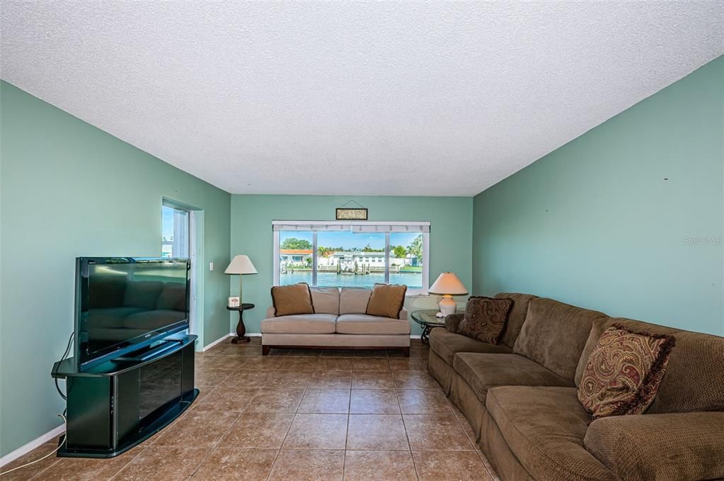 Living room with water view