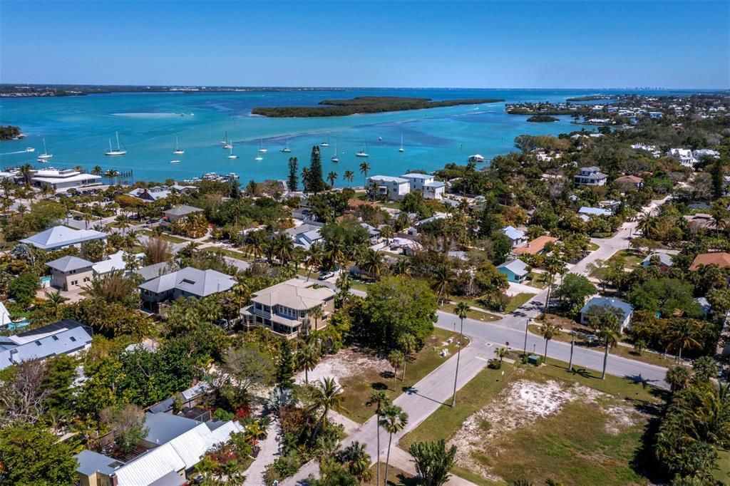 Neighborhood view to the southeast.  The sailboats in the bay are just off the town boat ramp and dock area.