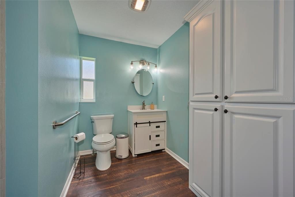 Master bathroom is perfect for anyone who is physically challenged.  Nice wide space.