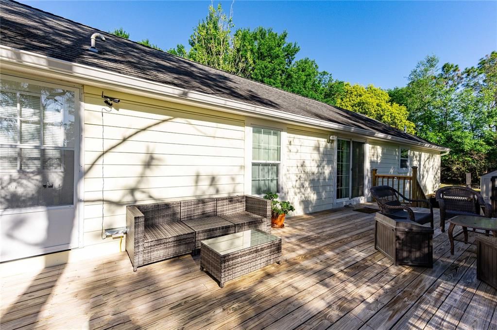 Backyard deck.