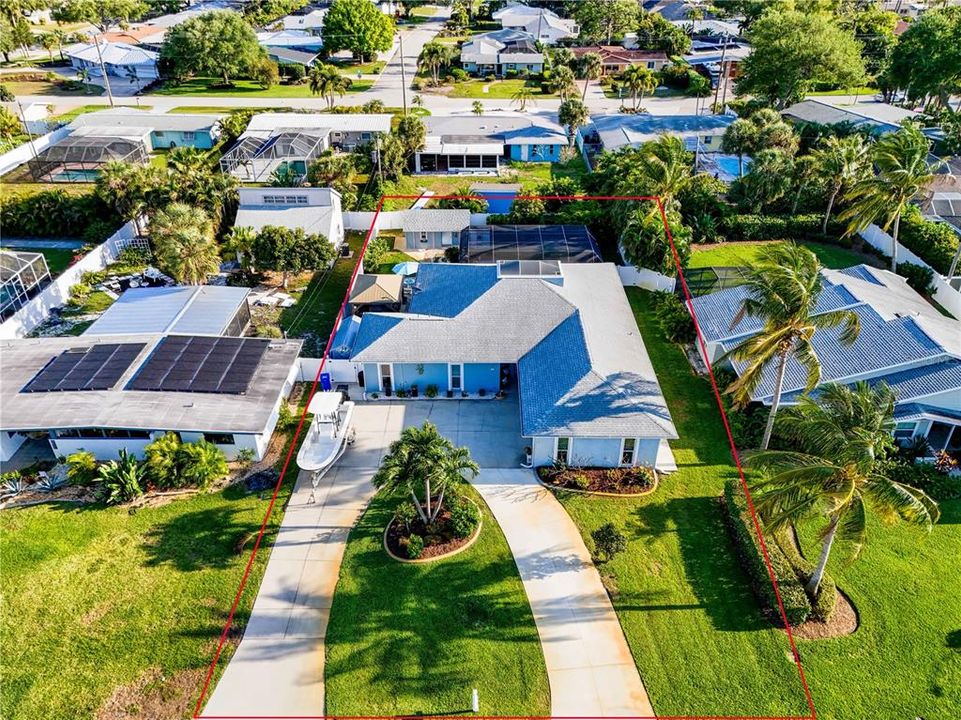 Aerial View 221 Coral St | Venice Island Home, 34285