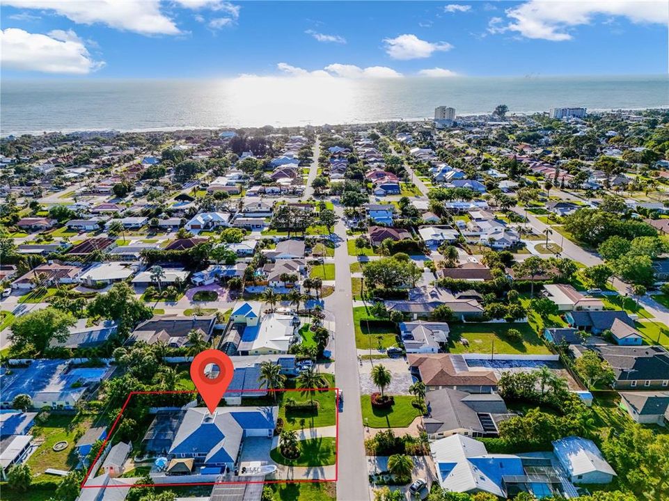 Drone of Gulf of Mexico 221 Coral St | Venice Island Home, 34285